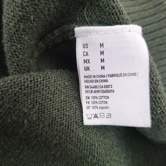 American Eagle V-Neck Sweater Men M Green Cotton Knit Pullover Classic Fit - Picture 6 of 6